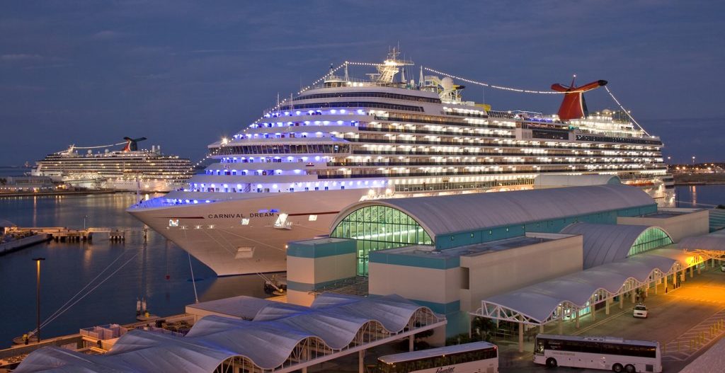 Carnival Ships in Port at NIght