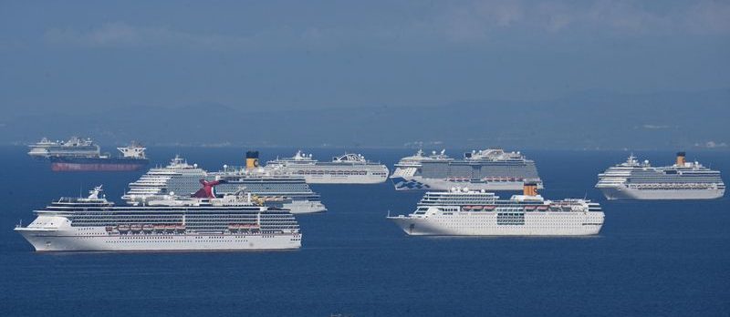 Empty cruise ships