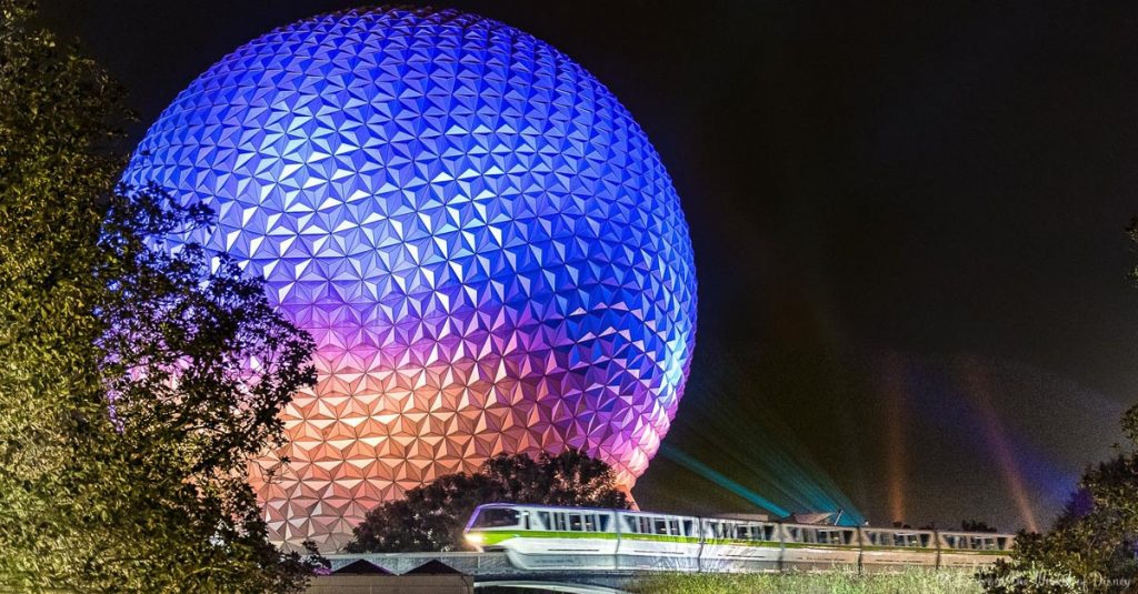 Epcot_Night_SpaceshipEarth_FreenMonorail