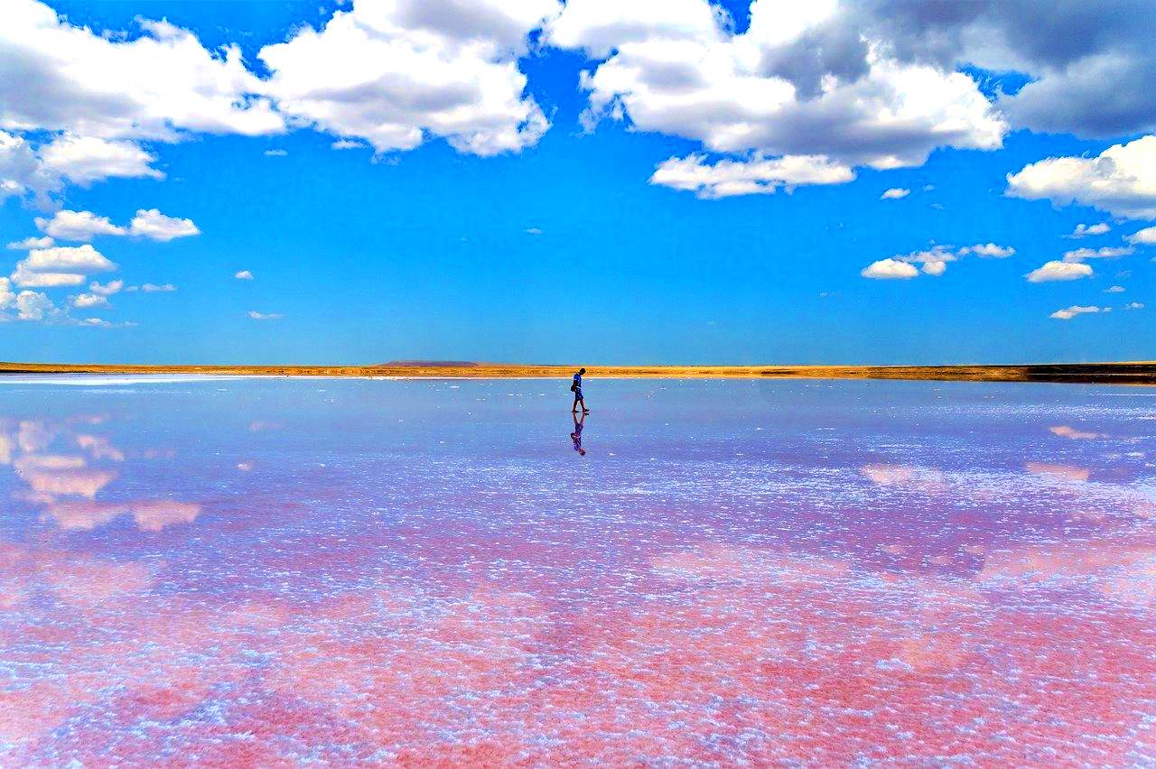 Pink salt lake in Torrevieja, Costa Blanca