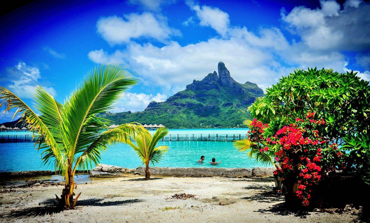 Volcano view from the beach