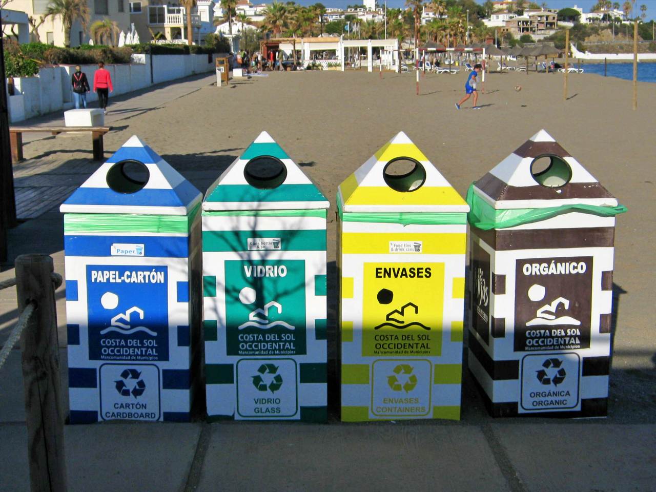 Recycling bins in Andalucia, Spain